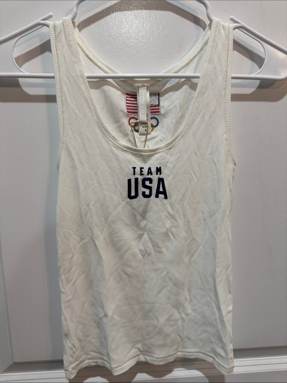 SKIMS White Ribbed "Team USA" Tank Top